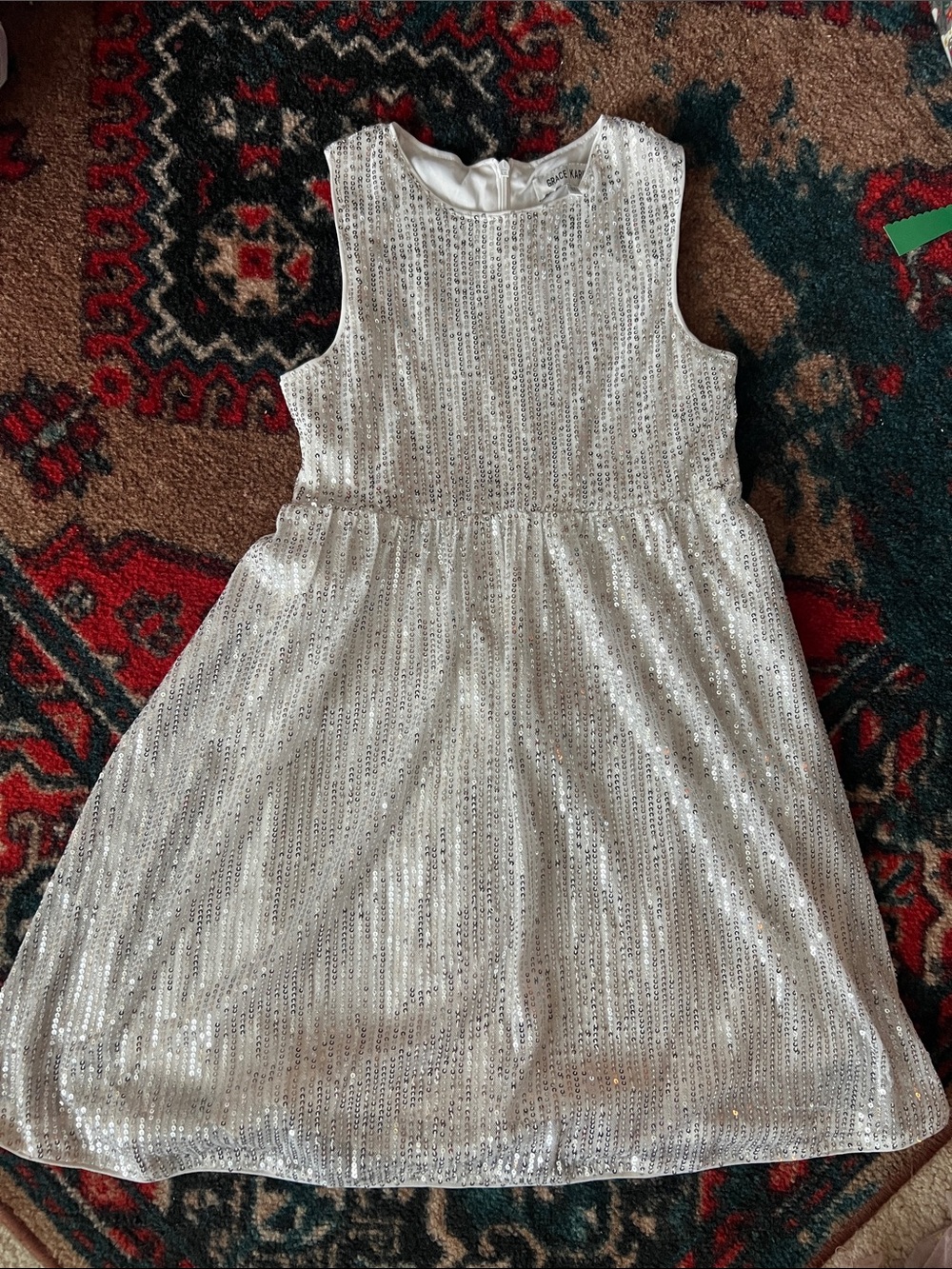Girls Silver Sequin Party Dress - Brand: